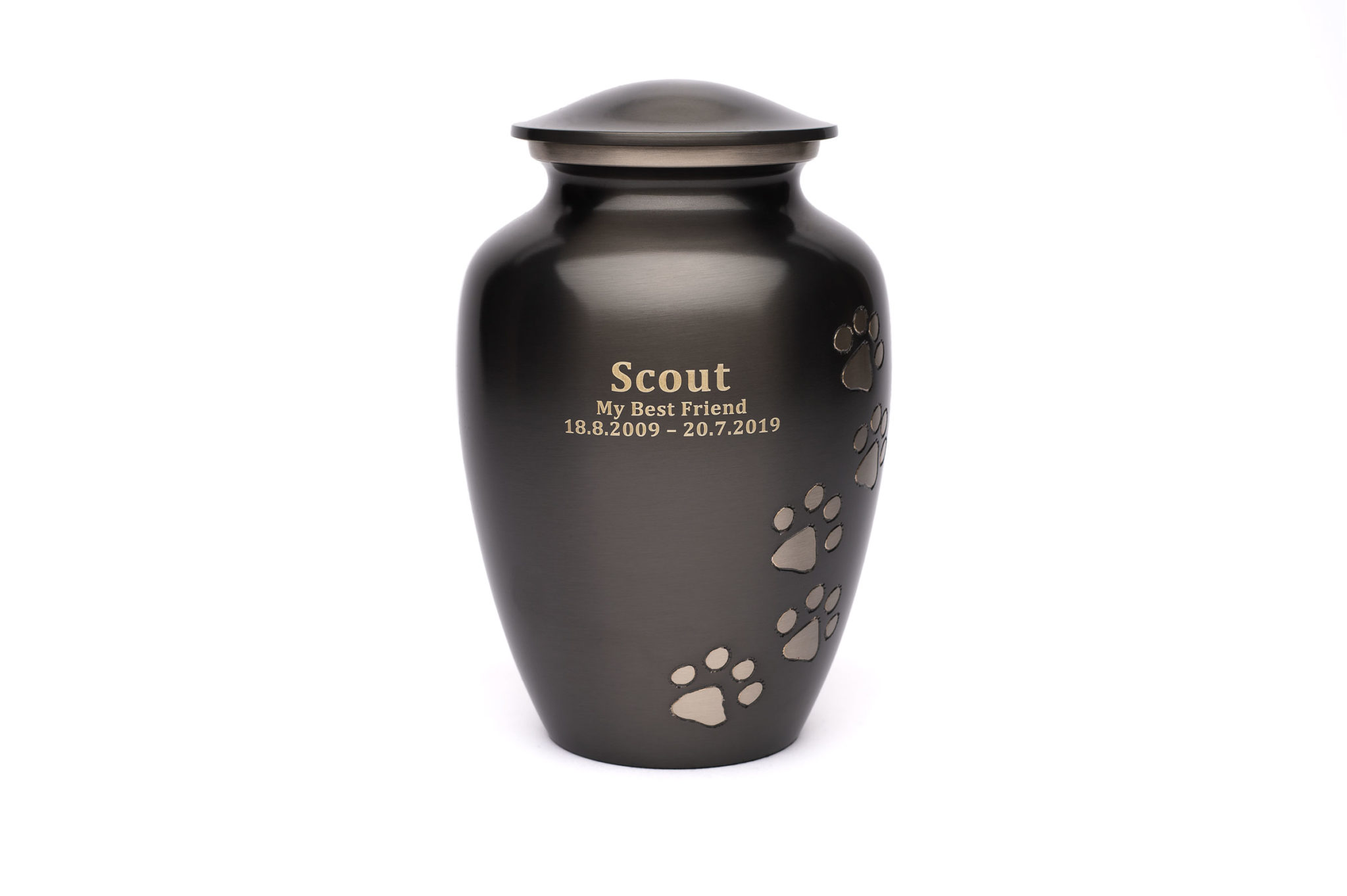 Paw Prints Slate Metal Urn | Lawnswood Pet Cremations