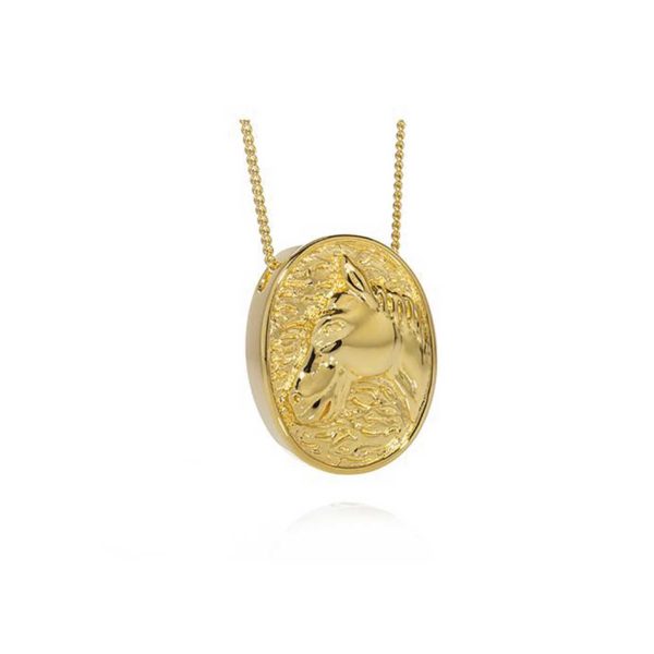 Gold oval horse pendant