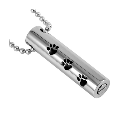 Triple Paw Print Cylinder (Stainless Steel) Pendant | Lawnswood Pet ...